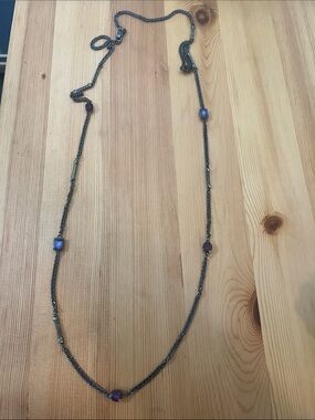 Givenchy Silver and Purple Long Necklace